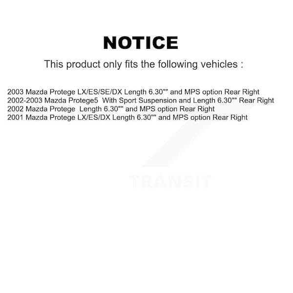 Rear Right Strut And 72 Link Kit For Mazda Protege Protege5